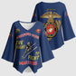 Montford Point Marines Kimono Sleeve Blouse The Right To Fight - Blue