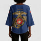 Montford Point Marines Kimono Sleeve Blouse The Right To Fight - Blue