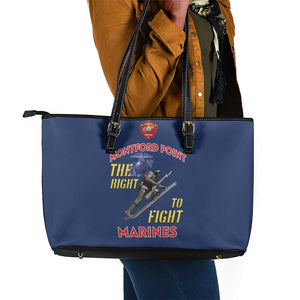 African American Heroes Leather Tote Bag Montford Point Marines - Blue - African Pride