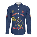 African American Heroes Long Sleeve Button Shirt Montford Point Marines - Blue - African Pride