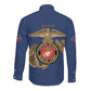 African American Heroes Long Sleeve Button Shirt Montford Point Marines - Blue - African Pride