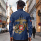 African American Heroes Long Sleeve Button Shirt Montford Point Marines - Blue - African Pride