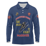 African American Heroes Long Sleeve Polo Shirt Montford Point Marines - Blue - African Pride