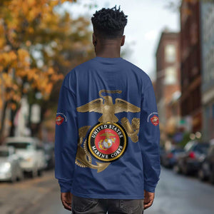 African American Heroes Long Sleeve Shirt Montford Point Marines - Blue - African Pride