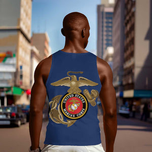 African American Heroes Men Tank Top Montford Point Marines - Blue - African Pride