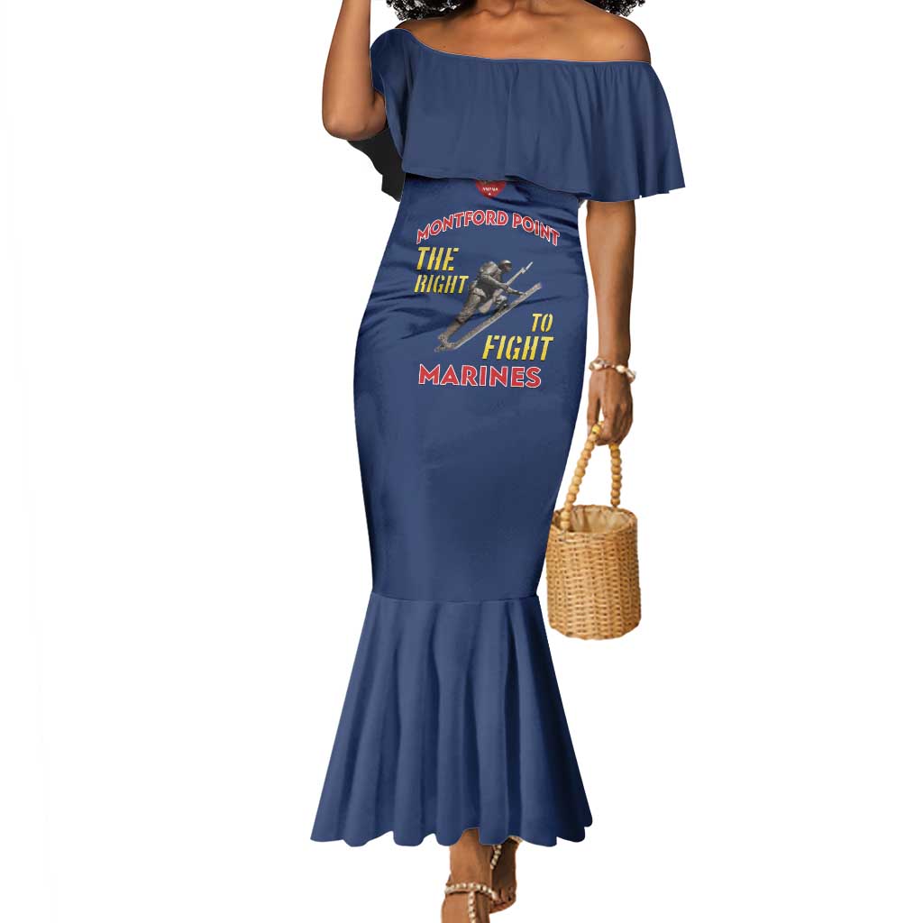 African American Heroes Mermaid Dress Montford Point Marines - Blue - African Pride