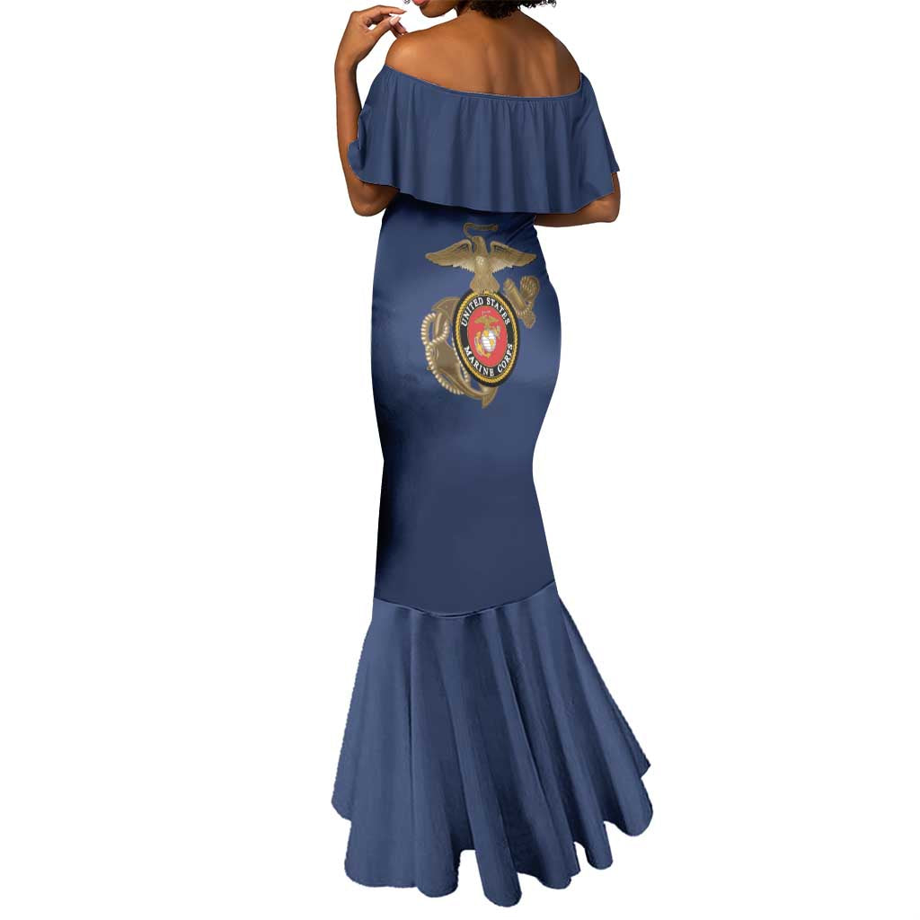 African American Heroes Mermaid Dress Montford Point Marines - Blue - African Pride