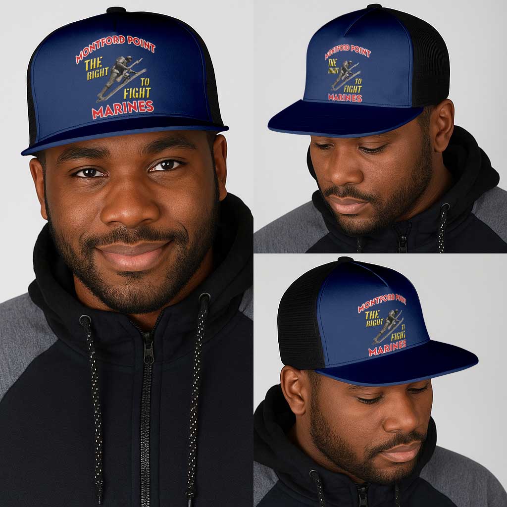 Montford Point Marines Mesh Trucker Cap The Right To Fight - Blue - African Pride