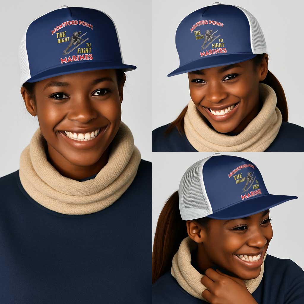 Montford Point Marines Mesh Trucker Cap The Right To Fight - Blue - African Pride