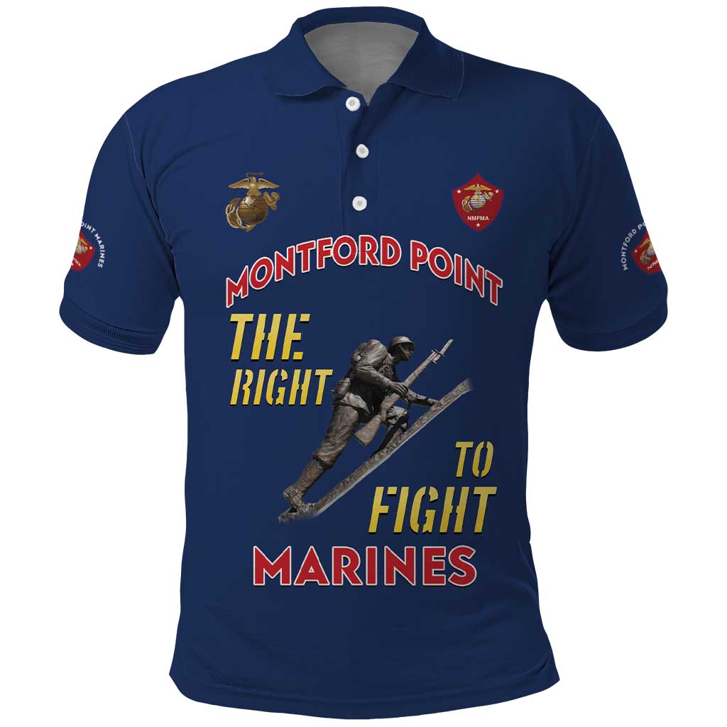 African American Heroes Polo Shirt Montford Point Marines - Blue - African Pride