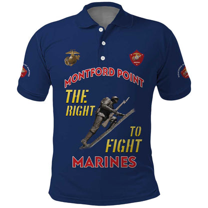 African American Heroes Polo Shirt Montford Point Marines - Blue - African Pride