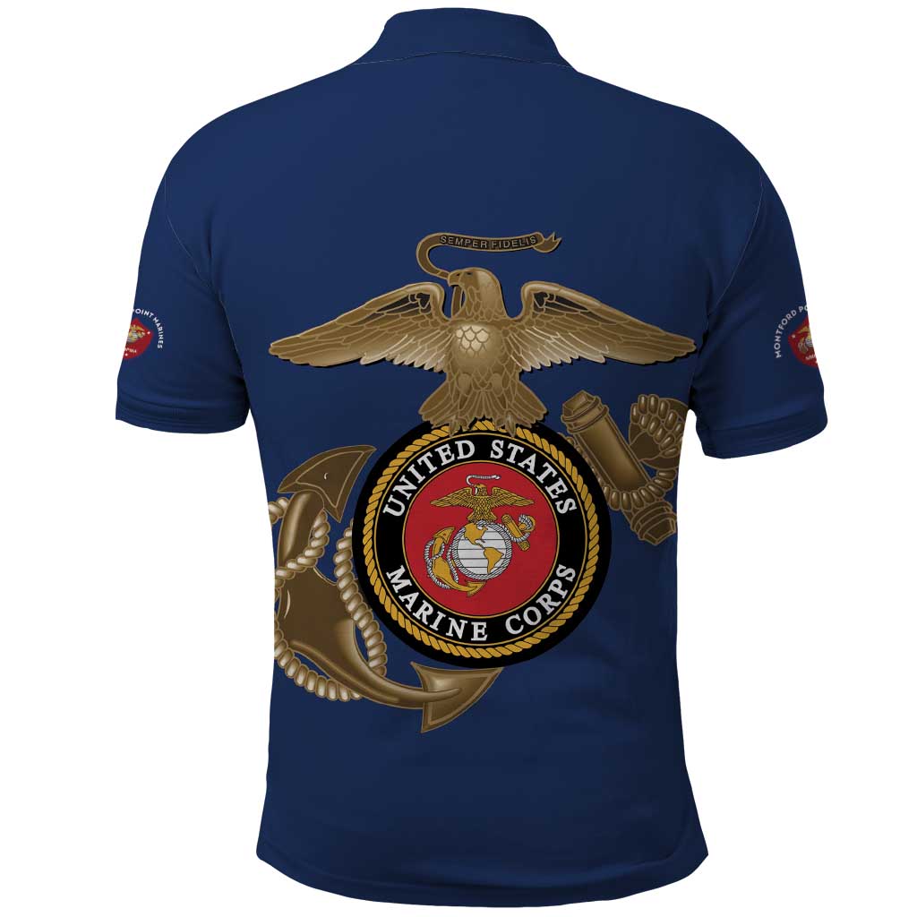 African American Heroes Polo Shirt Montford Point Marines - Blue - African Pride