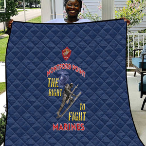 African American Heroes Quilt Montford Point Marines - Blue - African Pride