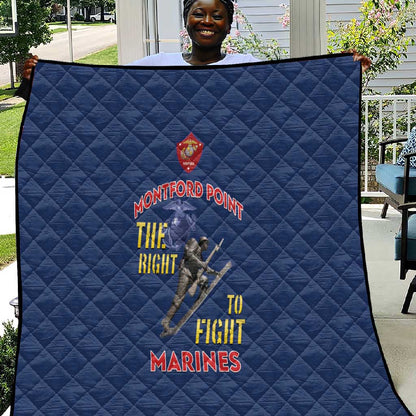 African American Heroes Quilt Montford Point Marines - Blue - African Pride
