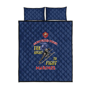 African American Heroes Quilt Bed Set Montford Point Marines - Blue - African Pride