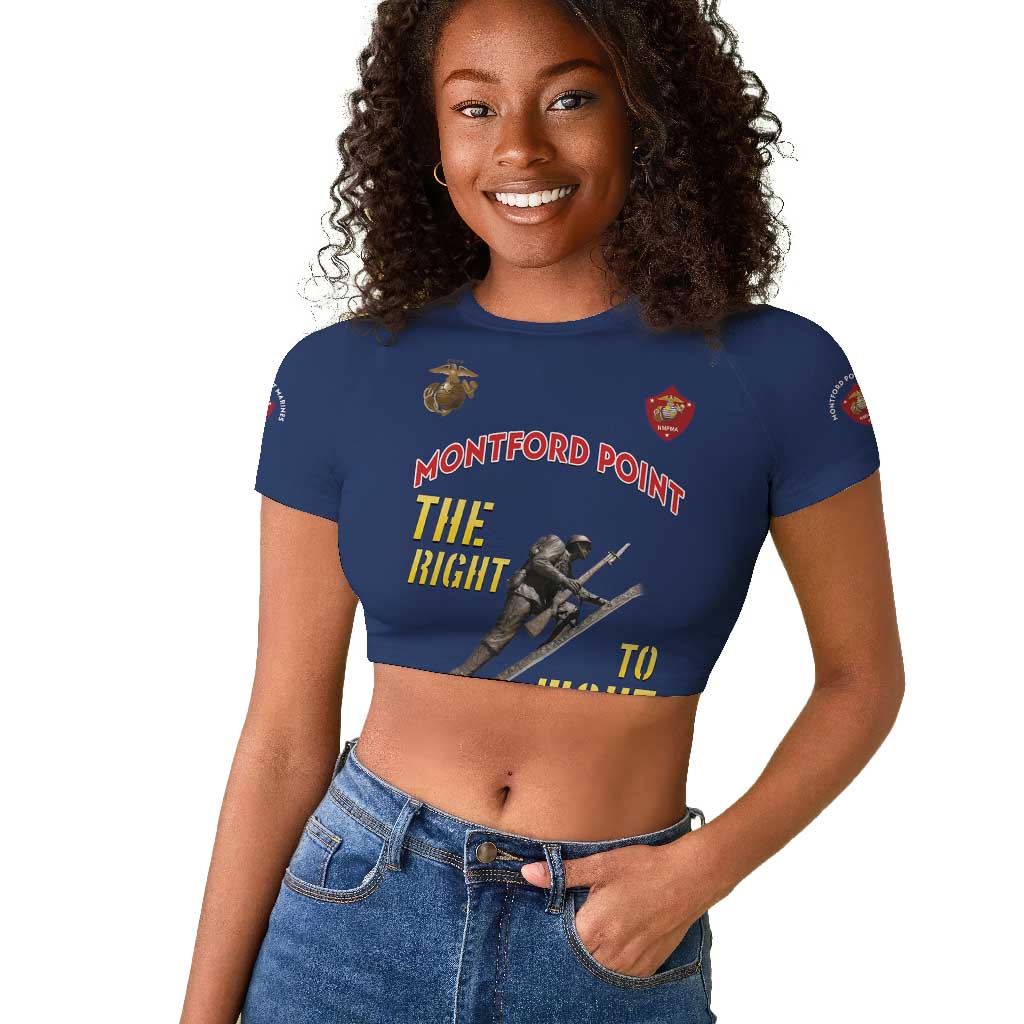 African American Heroes Raglan Cropped T shirt Montford Point Marines - Blue - African Pride