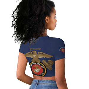 African American Heroes Raglan Cropped T shirt Montford Point Marines - Blue - African Pride