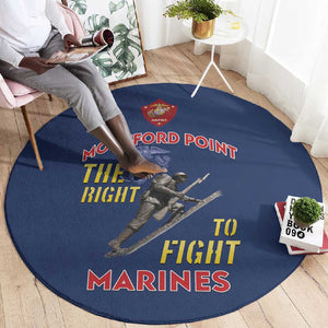 African American Heroes Round Carpet Montford Point Marines - Blue - African Pride