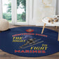 African American Heroes Round Carpet Montford Point Marines - Blue - African Pride