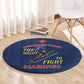 African American Heroes Round Carpet Montford Point Marines - Blue - African Pride