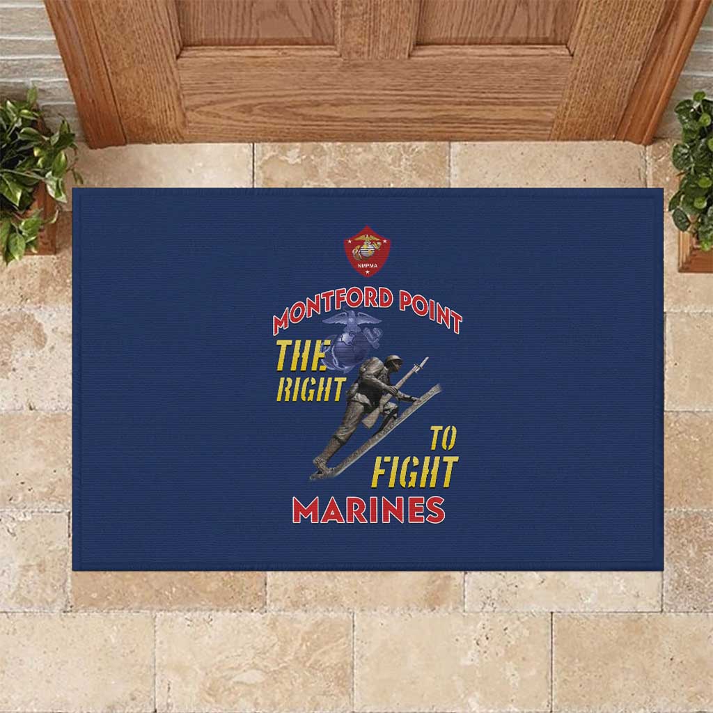 African American Heroes Rubber Doormat Montford Point Marines - Blue - African Pride