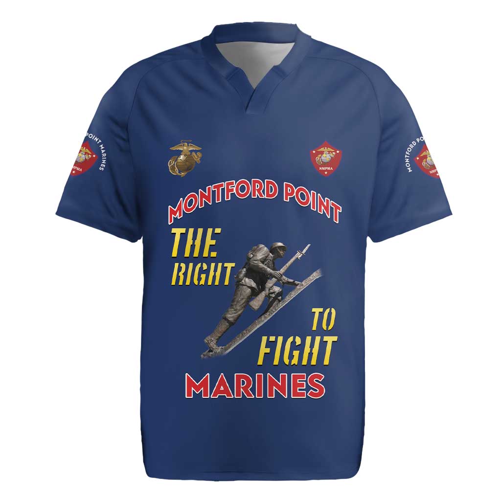 African American Heroes Rugby Jersey Montford Point Marines - Blue - African Pride