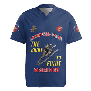African American Heroes Rugby Jersey Montford Point Marines - Blue - African Pride