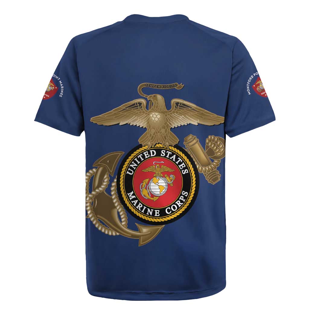 African American Heroes Rugby Jersey Montford Point Marines - Blue - African Pride