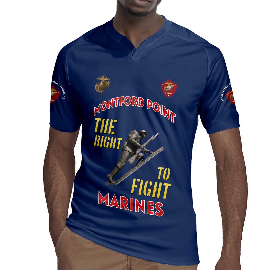 African American Heroes Rugby Jersey Montford Point Marines - Blue - African Pride