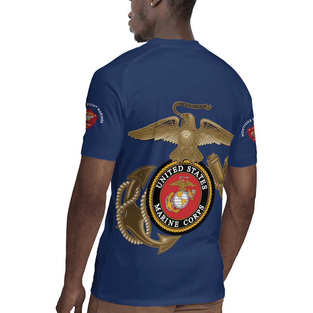 African American Heroes Rugby Jersey Montford Point Marines - Blue - African Pride