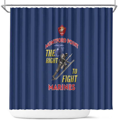 African American Heroes Shower Curtain Montford Point Marines - Blue - African Pride