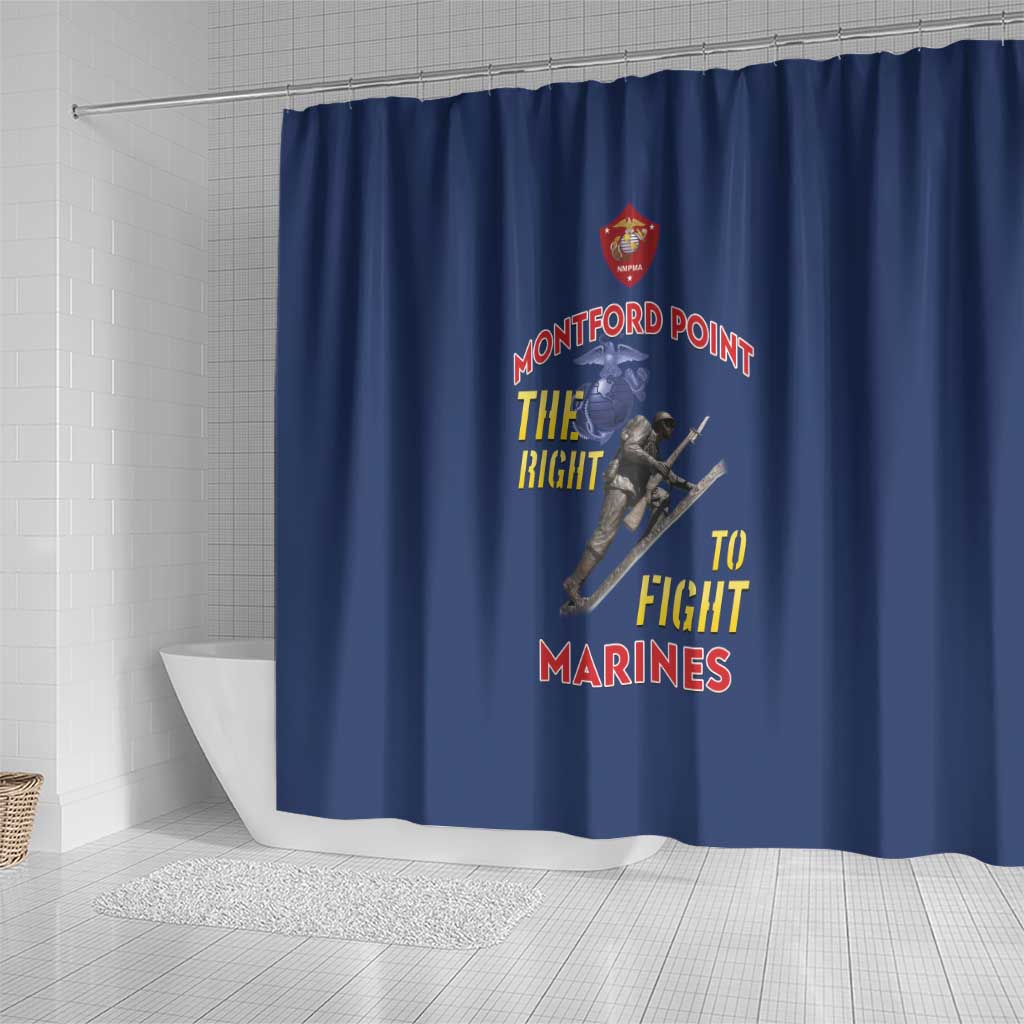 African American Heroes Shower Curtain Montford Point Marines - Blue - African Pride