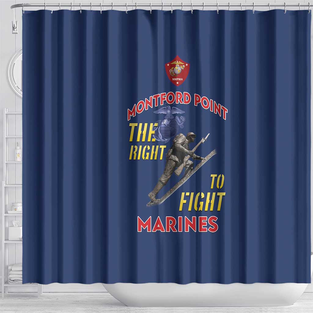 African American Heroes Shower Curtain Montford Point Marines - Blue - African Pride