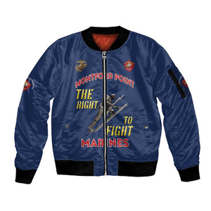 African American Heroes Sleeve Zip Bomber Jacket Montford Point Marines - Blue - African Pride