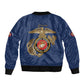 African American Heroes Sleeve Zip Bomber Jacket Montford Point Marines - Blue - African Pride