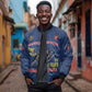 African American Heroes Sleeve Zip Bomber Jacket Montford Point Marines - Blue - African Pride