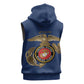 African American Heroes Sleeveless Hoodie Montford Point Marines - Blue - African Pride