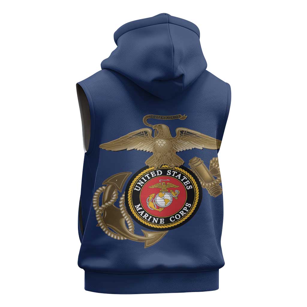 African American Heroes Sleeveless Hoodie Montford Point Marines - Blue - African Pride