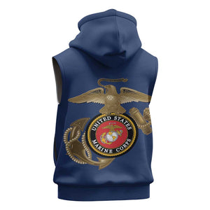African American Heroes Sleeveless Hoodie Montford Point Marines - Blue - African Pride