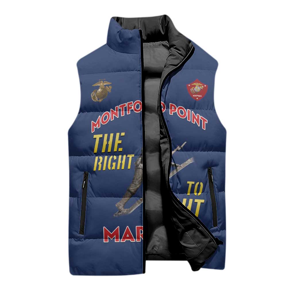 Montford Point Marines Sleeveless Puffer Jacket The Right To Fight - Blue