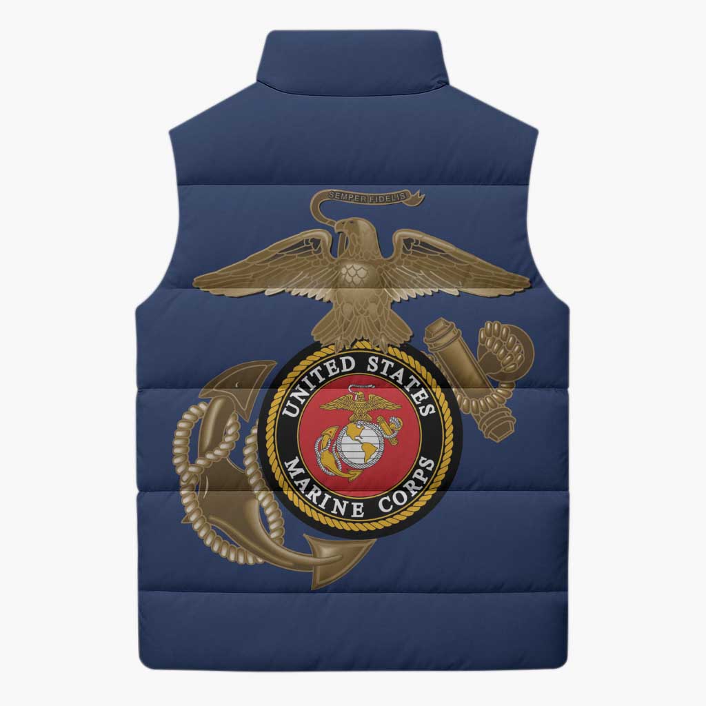 Montford Point Marines Sleeveless Puffer Jacket The Right To Fight - Blue