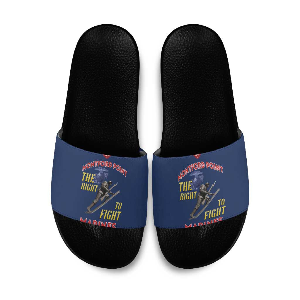 Montford Point Marines Slide Sandals The Right To Fight - Blue