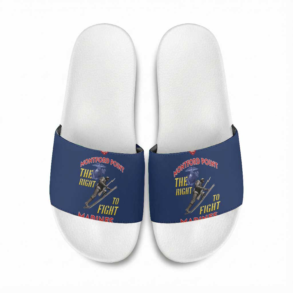 Montford Point Marines Slide Sandals The Right To Fight - Blue
