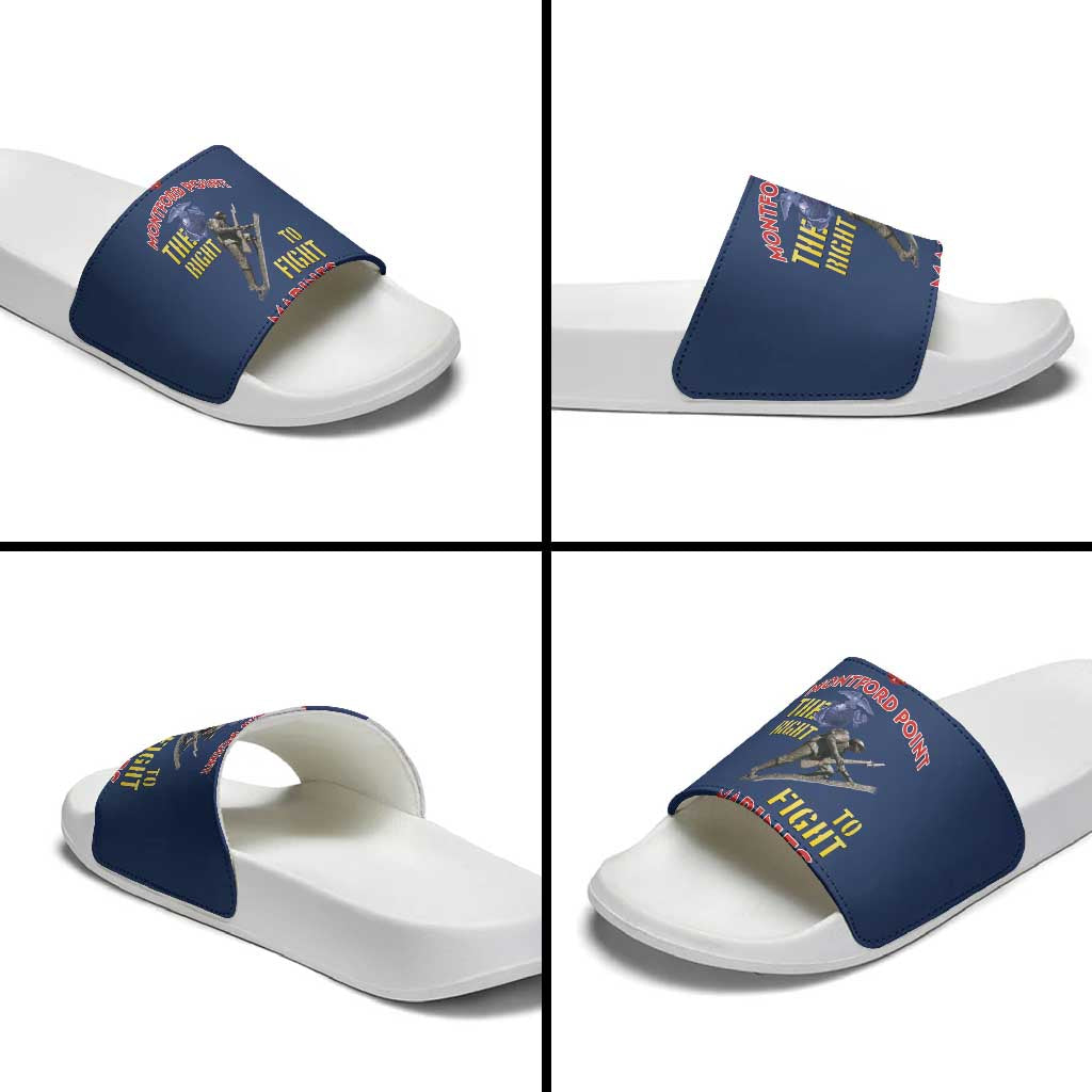 Montford Point Marines Slide Sandals The Right To Fight - Blue