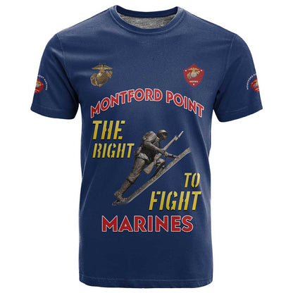 African American Heroes T shirt Montford Point Marines - Blue - African Pride