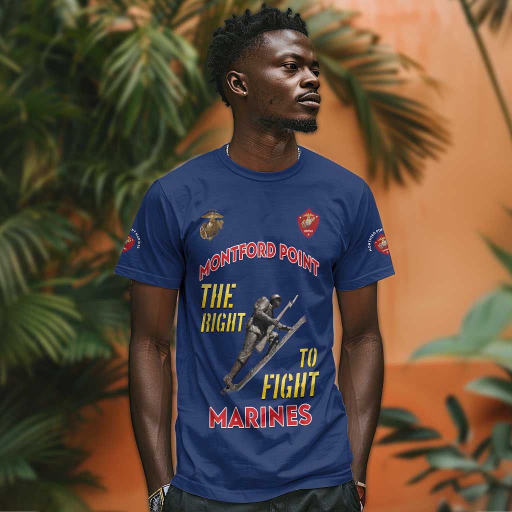 African American Heroes T shirt Montford Point Marines - Blue - African Pride