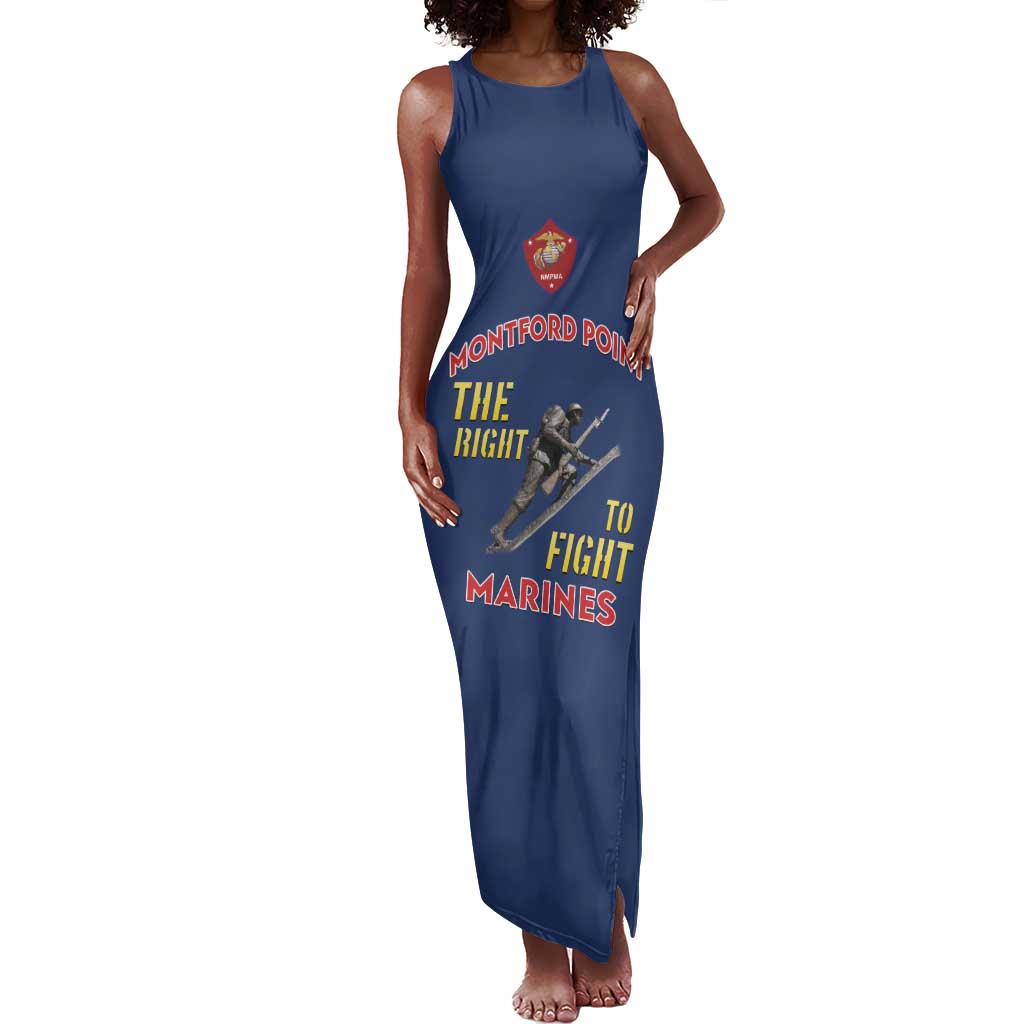 African American Heroes Tank Maxi Dress Montford Point Marines - Blue - African Pride