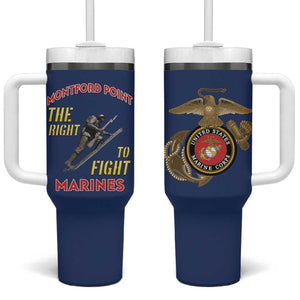 African American Heroes Tumbler With Handle Montford Point Marines - Blue - African Pride