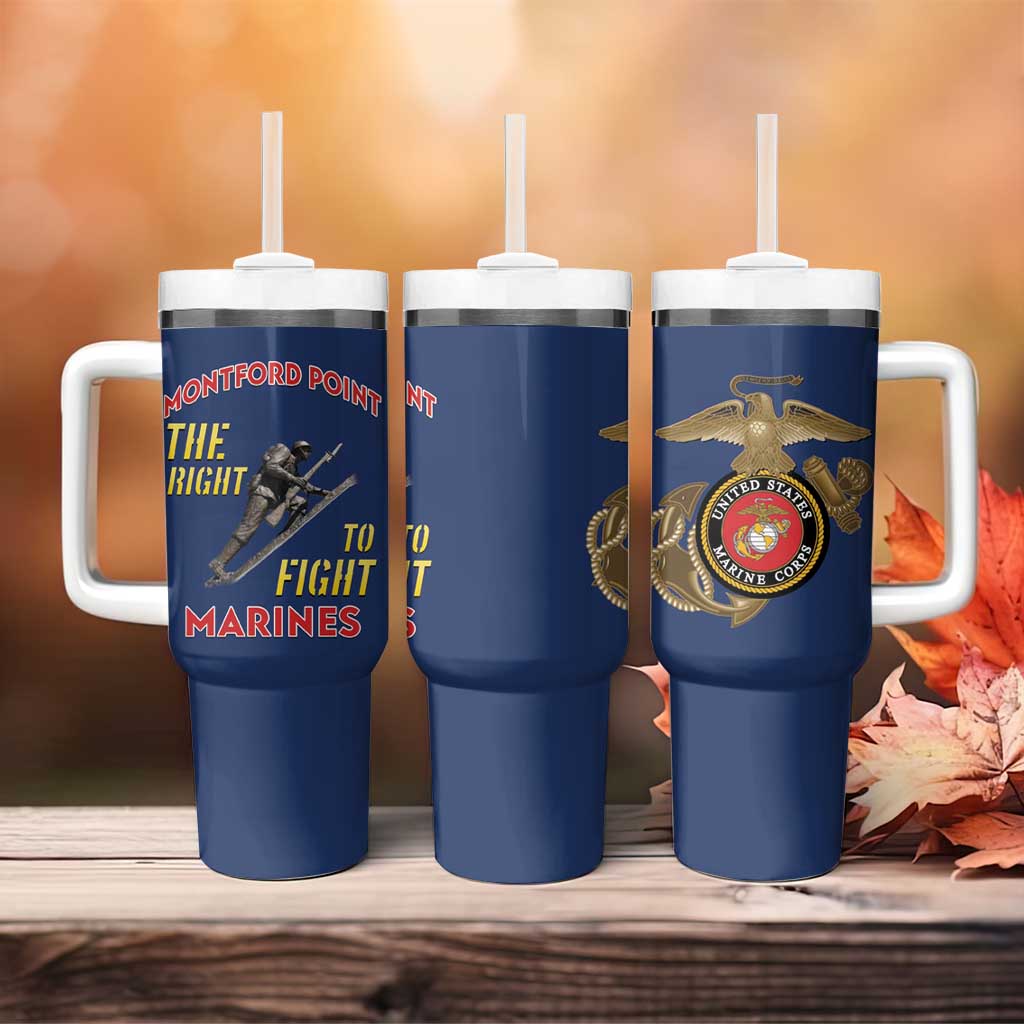 African American Heroes Tumbler With Handle Montford Point Marines - Blue - African Pride