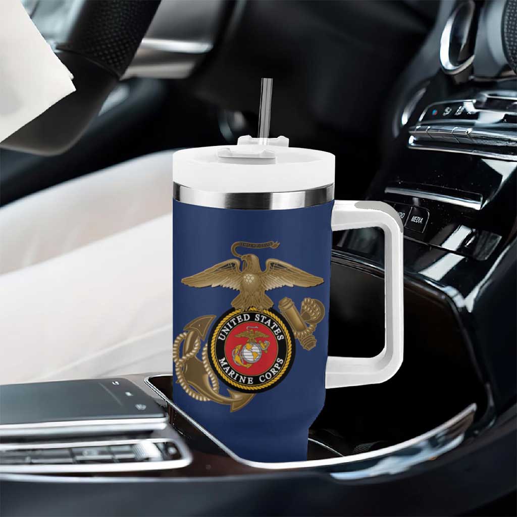 African American Heroes Tumbler With Handle Montford Point Marines - Blue - African Pride